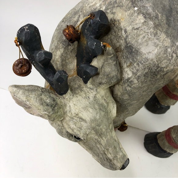 Dan Dee Reindeer Christmas Display Seat Planter Seat Stool Chair Poinsettia deco - Picture 2 of 10